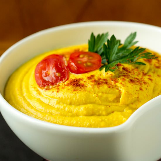 Turmeric Hummus - Recipe photo by dizzybusyandhungry