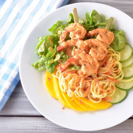 Zoodle Shrimp with Tahini Sriracha - Recipe photo by TheSweetEdge