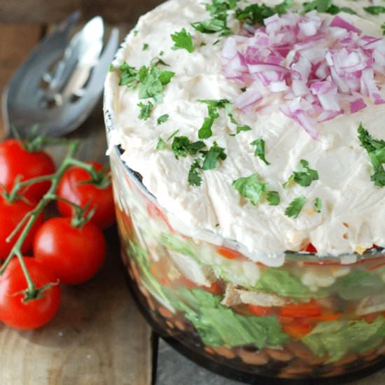 Chicken Fajita Layered Salad - Recipe photo by foodlovinfamily