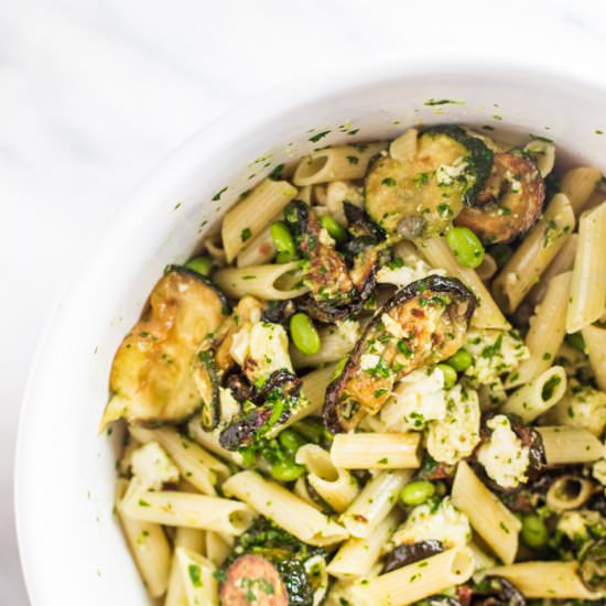 Zucchini Basil Pasta + Mozzarella - Recipe photo by 40aprons