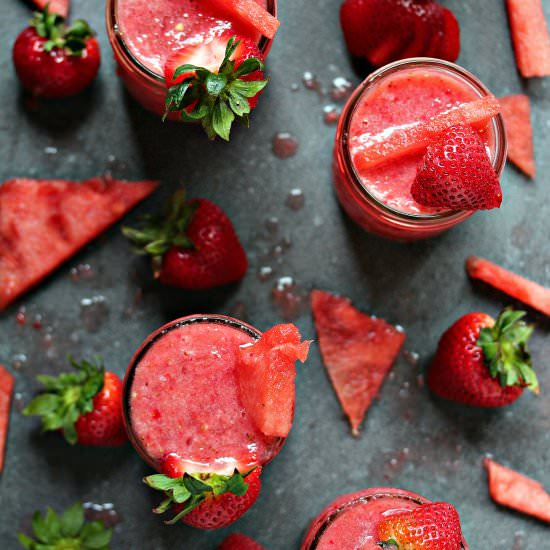 Boozy Strawberry Watermelon Slushie - Recipe photo by cravingsofalunatic