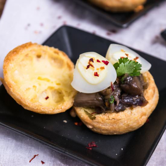 Mushroom and Quail Egg Gougère - Recipe photo by ohsweetcitrus