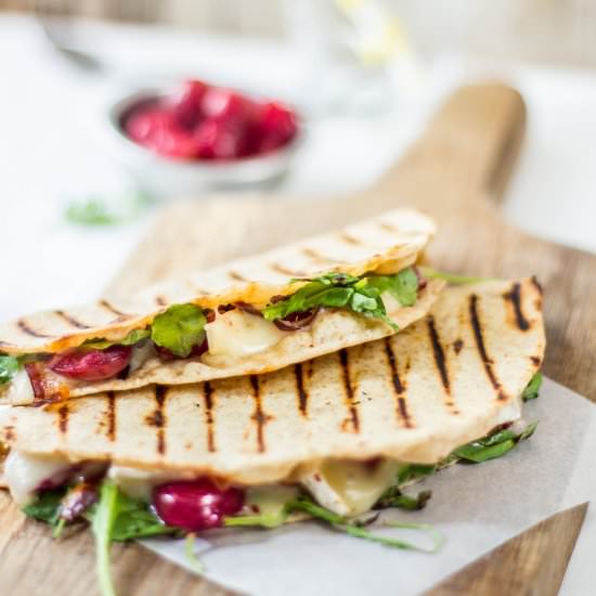 Cherry, Brie & Bacon Quesadilla - Recipe photo by Use Your Noodles
