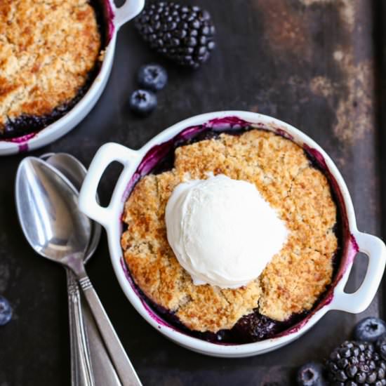 Blackberry + Blueberry Cobbler - Recipe photo by bakerita