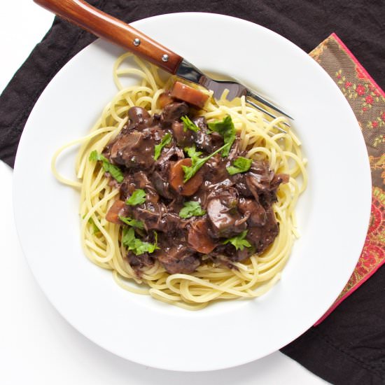 Boeuf Bourguignon on Pasta - Recipe photo by The FoodOlic