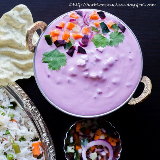Beetroot Raita - Recipe photo by Herbivore Cucina