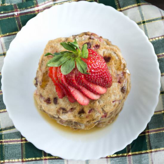 Strawberry Chocolate Oat Pancakes - Recipe photo by shebakeshere