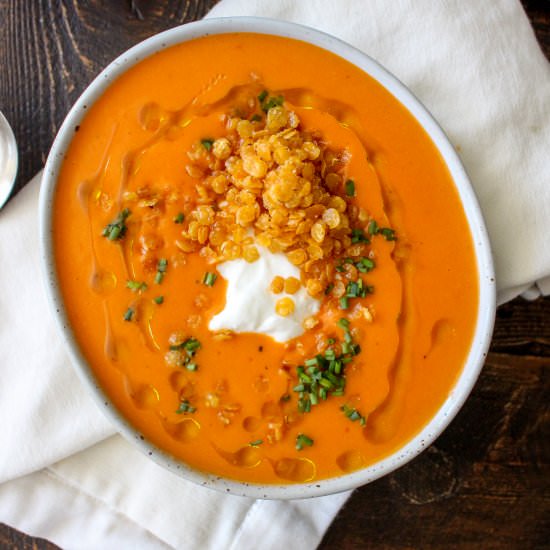 Roasted Red Pepper Soup - Recipe photo by yestoyolks