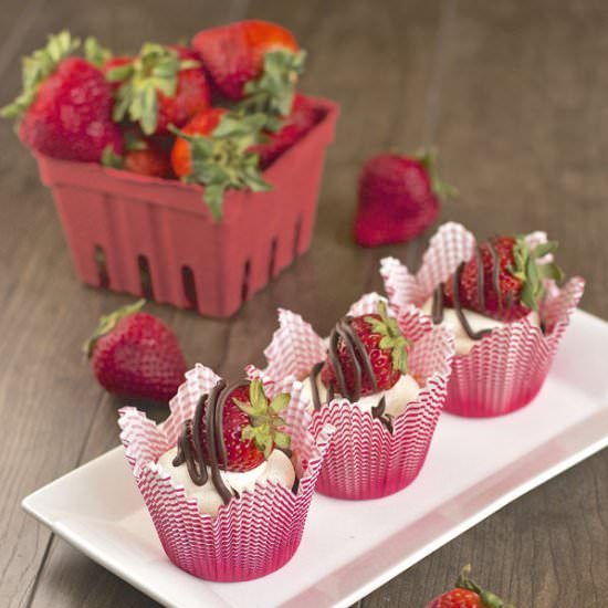 Chocolate Cupcakes w/ Strawberries - Recipe photo by 365 Days of Easy Recipes