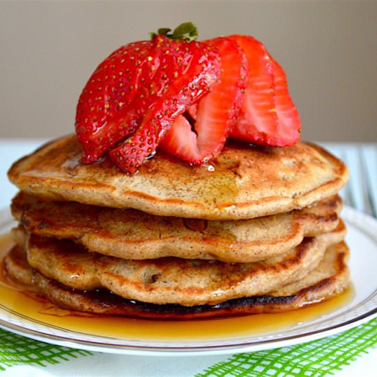 Strawberry Granola Pancakes - Recipe photo by jeanieandluluskitchen