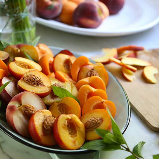 Peaches & Portobellos - Recipe photo by Organically Thin