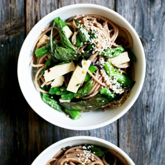 Miso Orange Asparagus Noodle Salad - Recipe photo by yummybeet