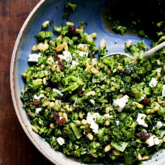 Roasted Broccoli Salad with Feta - Recipe photo by yummybeet