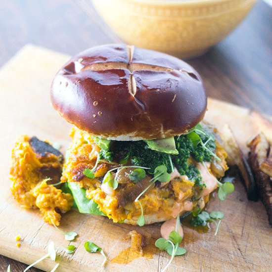 Vegan Spicy Chickpea Burger - Recipe photo by Feed Your Soul