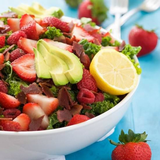 Bacon & Berry Kale Salad - Recipe photo by withsaltandwit