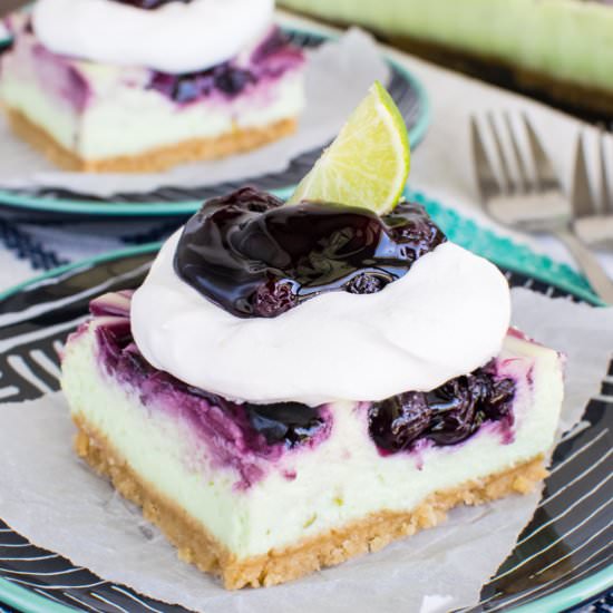 Blueberry Key Lime Cheesecake Bars - Recipe photo by BruCrewLife
