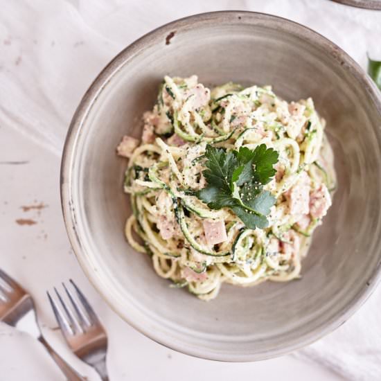 The Best Zucchini Noodle Carbonara - Recipe photo by dani venn