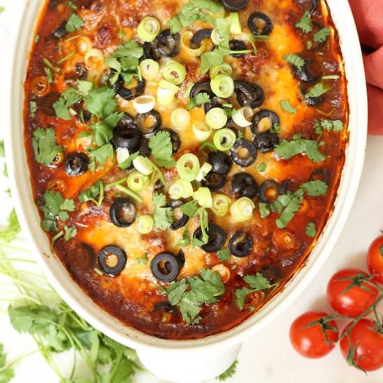 Enchilada Style Baked Chicken - Recipe photo by The Harvest Kitchen