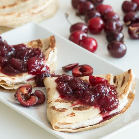 Cherry and Cream Cheese Crepes - Recipe photo by Home Cooking Adventure