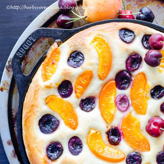 Apricot and Cherry Focaccia - Recipe photo by Herbivore Cucina