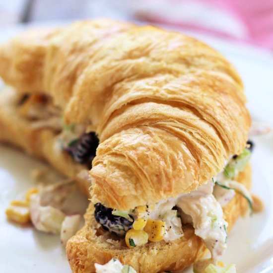 Chicken salad on a croissant - Recipe photo by thepasticheblog