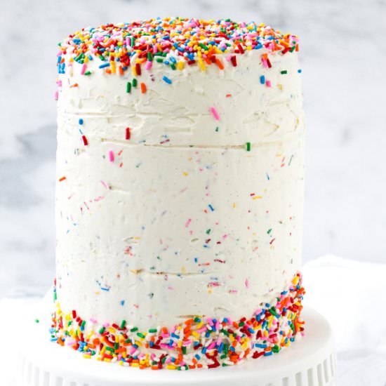 Mixed Berry Confetti Layer Cake - Recipe photo by yestoyolks