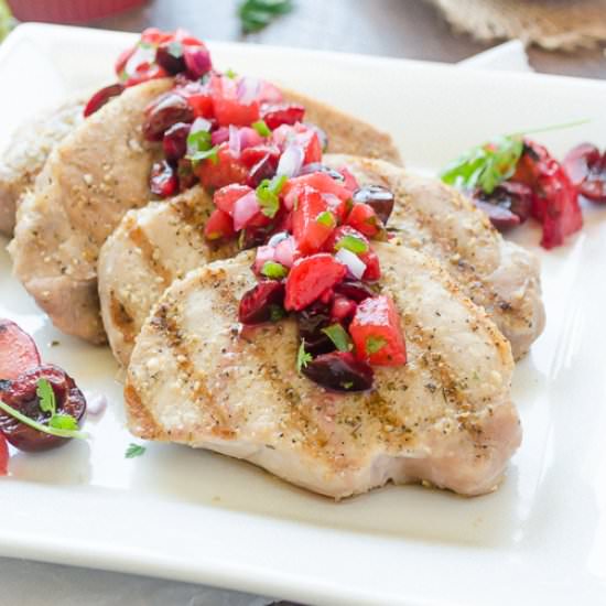 Pork Chops w/Cherry Plum Salsa - Recipe photo by flavorthemoments