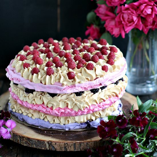 Ombre Meringue Cake - Recipe photo by peasandpeonies