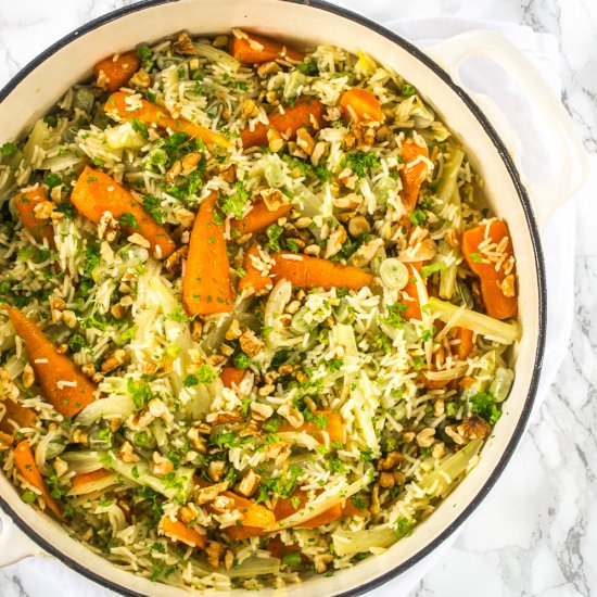 Broad Bean & Fennel Pilaf - Recipe photo by thevegspace