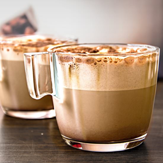 Chocolate Almond Milk with Frothy Coffee - Recipe photo by Anu@MyGingerGarlicKitchen