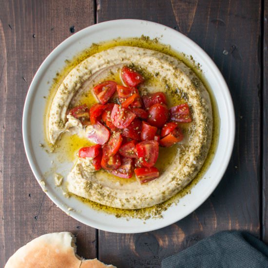 Za'atar Tomato Hummus - Recipe photo by iwillnoteatoysters
