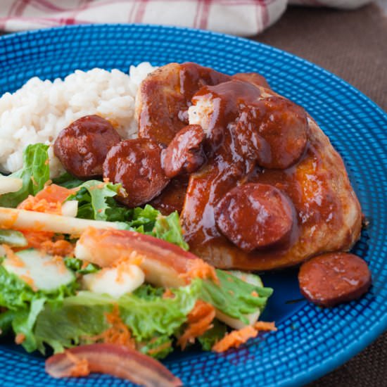 Weeknight Pork Chops & Chouriço - Recipe photo by photosandfood