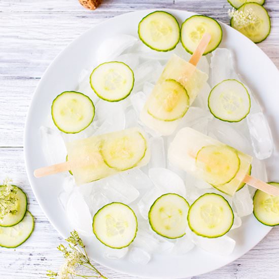 Prosecco and Elderflower Popsicles - Recipe photo by KitchenSanctuary