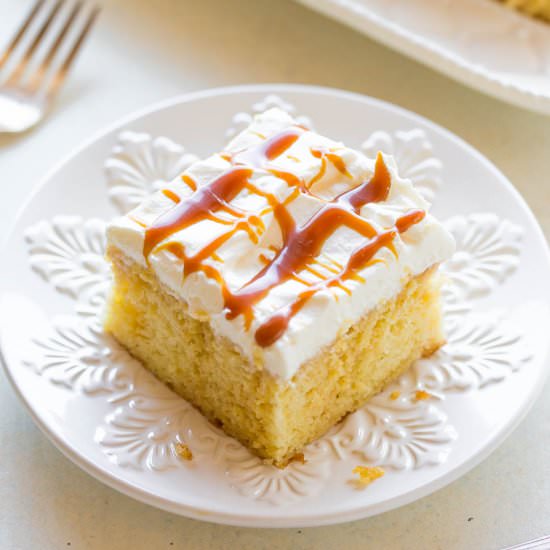 Caramel Cream Poke Cake - Recipe photo by Averie