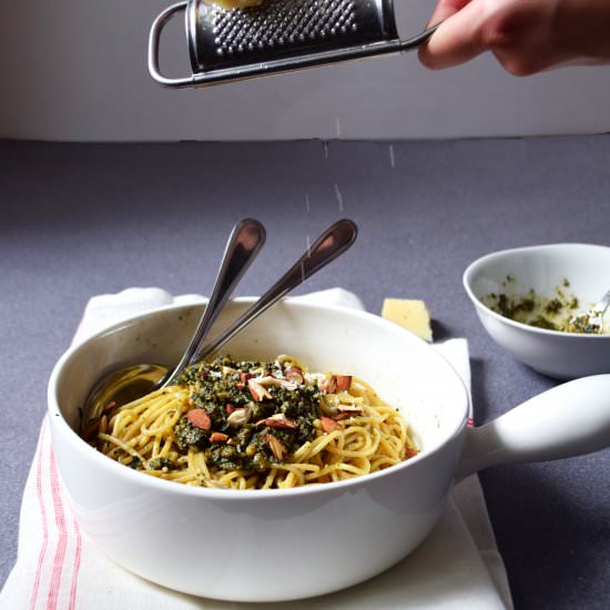 Fresh Mint Pesto Spaghetti - Recipe photo by inthemoodforfood