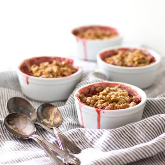 Mini Strawberry-Rhubarb Crisps - Recipe photo by TheWimpyVegetarian