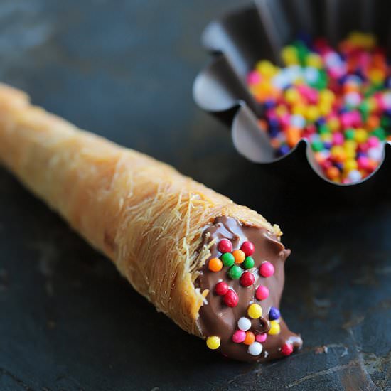 Nutella Kunafa Cones - Recipe photo by Cleobuttera