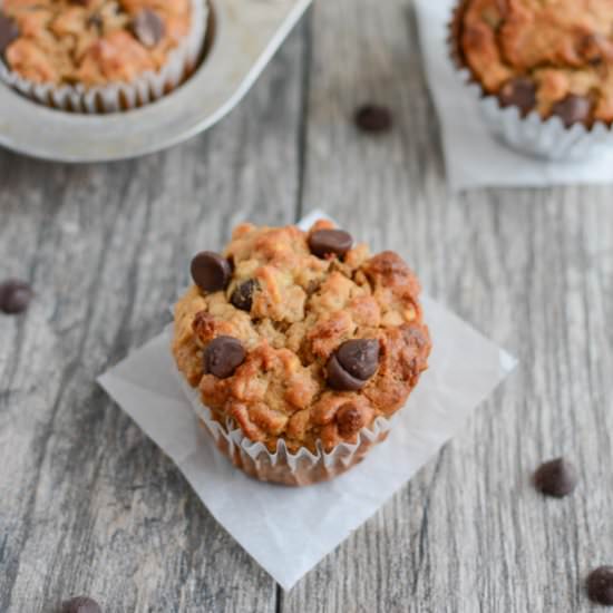 Peanut Butter Banana Oat Muffins - Recipe photo by TheLeanGreenBean