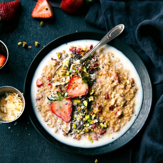 Strawberry and Cream Oatmeal - Recipe photo by chelseasmessyapron