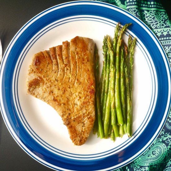 Grilled Lemon Tuna Steak and Asparagus - Recipe photo by perchancetocook.com