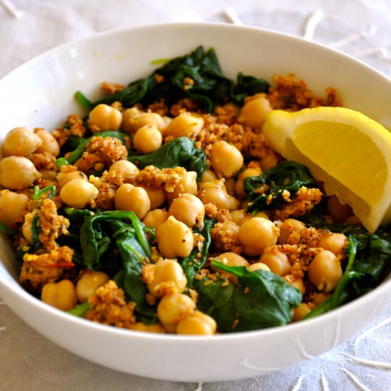 Spicy Chickpeas and Spinach - Recipe photo by Ordinary Vegan