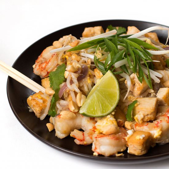 Shrimp Tofu Pad Thai Noodles - Recipe photo by poshjournal