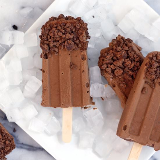 Dark Fudge Chip Popsicles - Recipe photo by greensmoothiegourmet