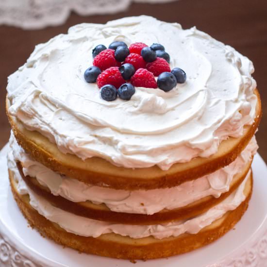 Lemon Blueberry Raspberry Cake - Recipe photo by a latte food
