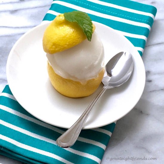 Lemon Sorbet in Lemon Cups - Recipe photo by Great 8 Friends