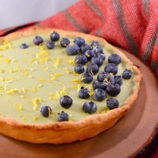 Matcha Panna Cotta Tart - Recipe photo by The Kitchen Flamingo