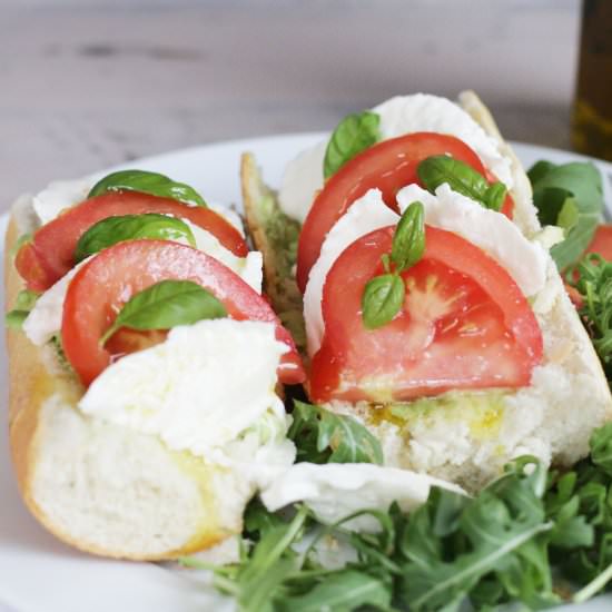 Mozzarella and Beef Tomato Baguette - Recipe photo by gatheredthreads