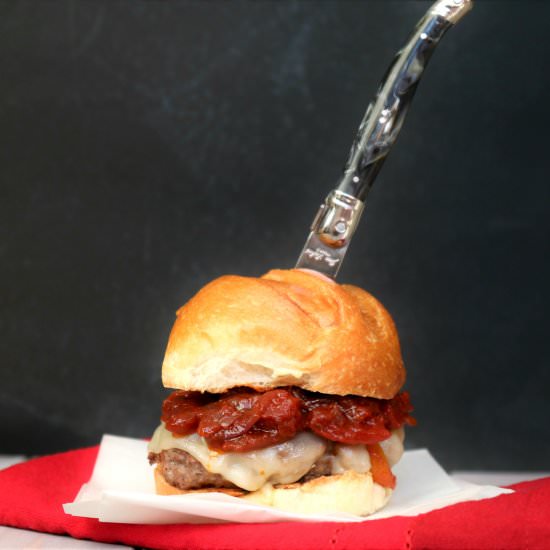 Italian Sausage & Peppers Burger - Recipe photo by PooksPantry