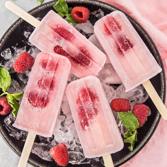 Raspberry Gin Fizz Popsicles - Recipe photo by No Spoon Necessary
