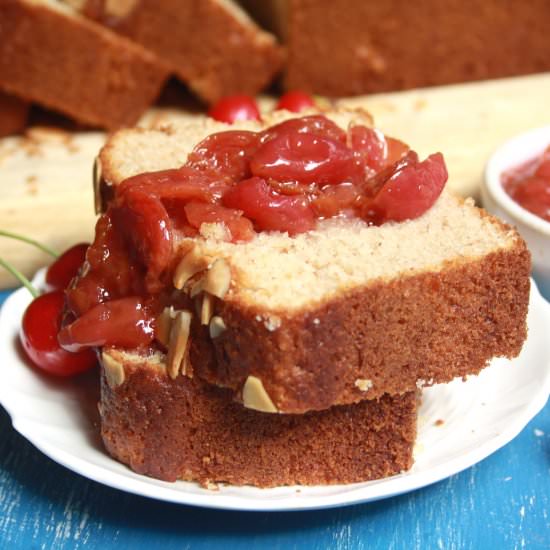 Almond Cake with Cherry Compote - Recipe photo by The Desserted Girl